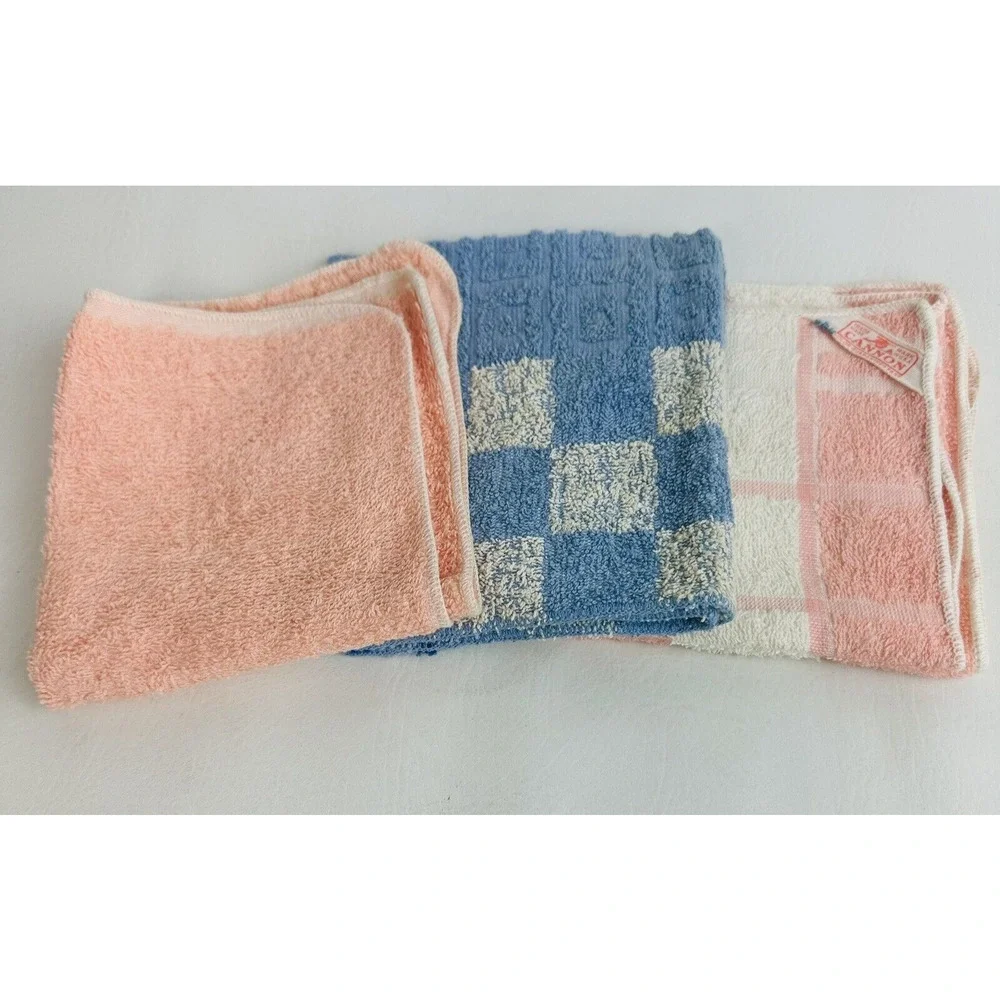 Vintage Cannon Cotton Wash Cloths Lot of 3 Bathroom Made In USA Textured NWOT